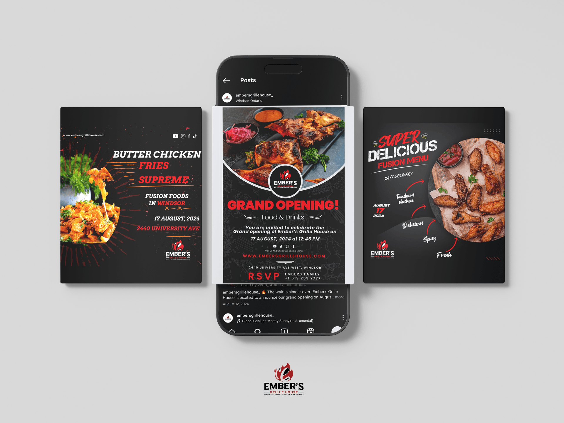 Embers Grille House - Logo, Visuals & Social Media